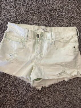 Abercrombie & Fitch Light Mint Distressed Denim Shorts